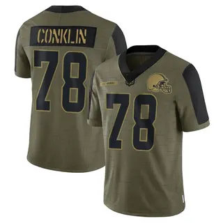 Nike Cleveland Browns No78 Jack Conklin Anthracite Salute to Service Men's Stitched NFL Limited Therma Long Sleeve Jersey