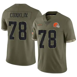 Nike Cleveland Browns No78 Jack Conklin Olive/Gold Youth Stitched NFL Limited 2017 Salute To Service Jersey