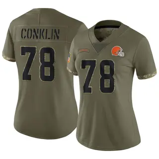 Nike Cleveland Browns No78 Jack Conklin Anthracite Salute to Service Women's Stitched NFL Limited Therma Long Sleeve Jersey